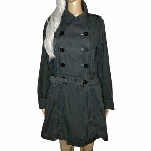 Free People Deconstruction Gray/Blue Pleated Trench/Utility Coat Size Small - Picture 1 of 9